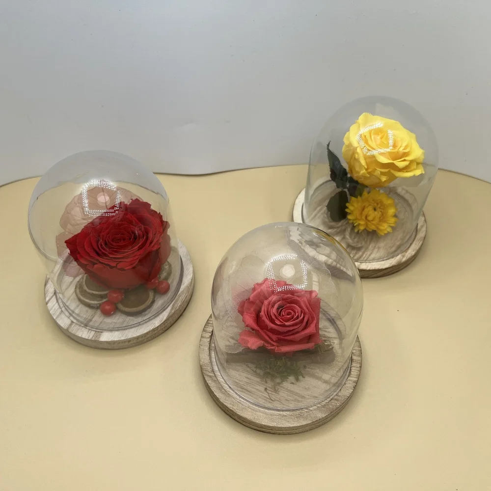 Rose éternelle sous cloche - 14cm – Image 2